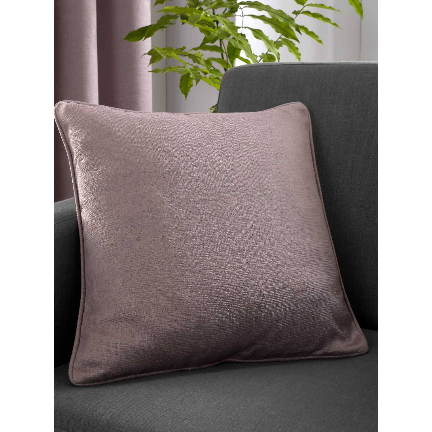 Fusion - Blush Cushion (43 x 43cm) - Filling Included - Piped Edge - Matching Curtains Available - Blush Pink Cushion with Cover Included/Cushion Insert - Strata Collection - Image 3