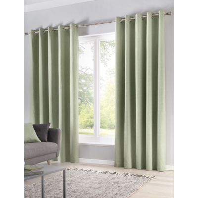 Onn Green Fusion Sorbonne 100% Cotton Pair Of Eyelet Curtains In Size 3.8