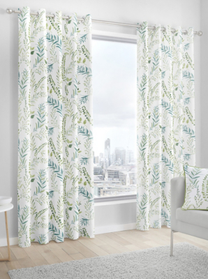 Fusion Fenworthy Green Eyelet Curtains Home at ASDA