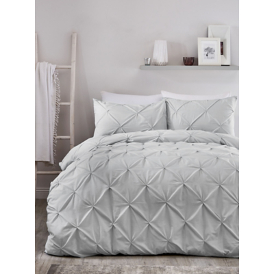 Serene 'Lara' Luxury Ruched Duvet Cover Set in Silver | Size: Double
