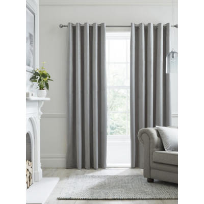 Laurence Llewelyn-Bowen Montrose' Velvet Blackout-Coated Pair of Eyelet Curtains in Silver | Size: 168Cm Width X 229Cm Drop