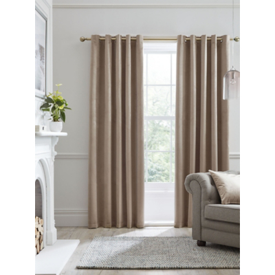 Laurence Llewelyn-Bowen Montrose' Velvet Blackout-Coated Pair of Eyelet Curtains in Natural | Size: 117 cm width x 137 cm drop