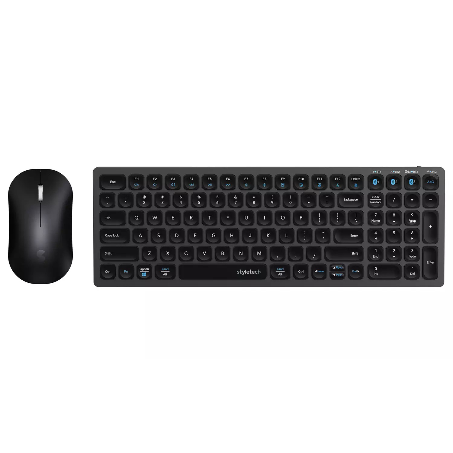 Styletech MK650 Multi-Mode Wireless Mouse & Keyboard USB-C Quick Charging Black - Image 4