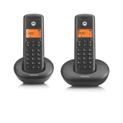 MOTOROLA E202 Cordless Phone - Twin Handsets, Black
