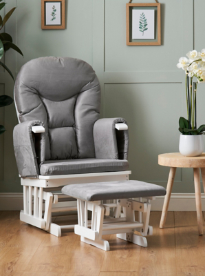 Obaby Reclining Glider Chair and Stool Grey Home at ASDA