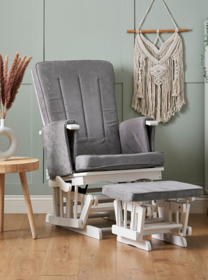 Obaby Deluxe Reclining Glider Chair and Stool Grey Home at