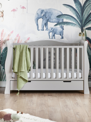 Obaby Stamford Luxe Sleigh Cot Bed Warm Grey Home at ASDA