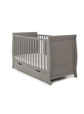 Obaby Stamford Classic Sleigh Cot Bed Taupe Grey Home at ASDA