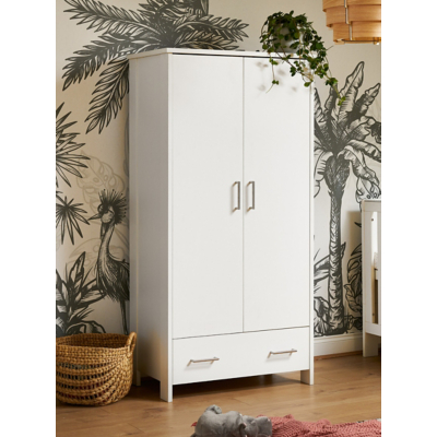 Obaby Nika Double Wardrobe White Wash, White