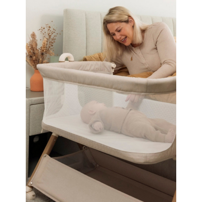 Obaby Cloud Bedside Crib - Oatmeal