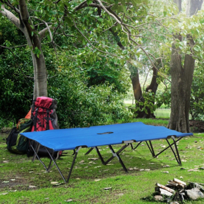 George Outsunny Folding Camping Bed with Bag - Blue