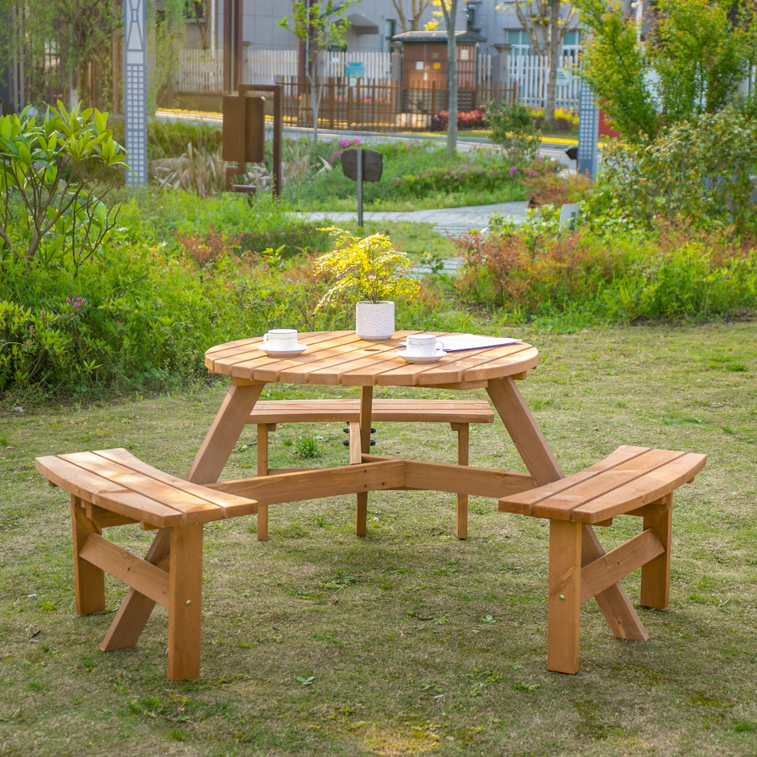 Ben Brown Outsunny 6 Seater Wooden Picnic Table & Bench