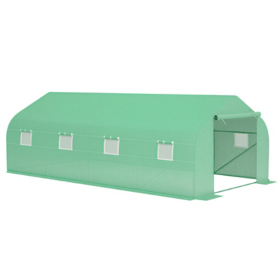 George Outsunny Walk in Polytunnel Greenhouse Large Outdoor Grow House w/ Door - Green