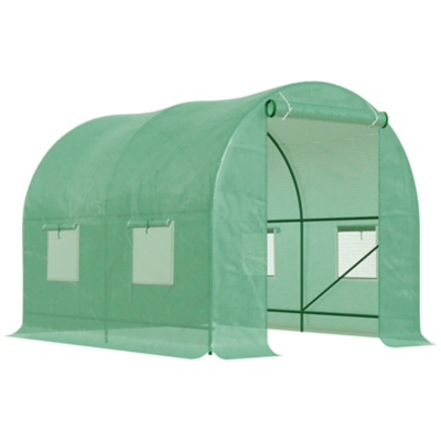 Outsunny Polytunnel 2.5 x 2 x 2m Greenhouse Grow House w/ Roll Up Door, Green