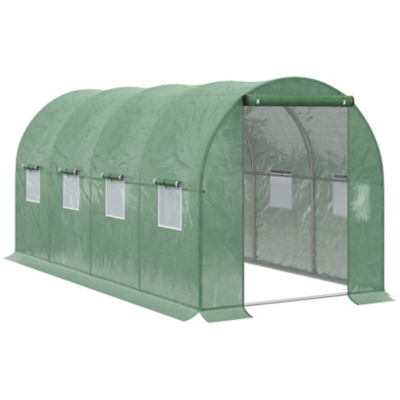 George Outsunny Polytunnel Walk-in Garden Greenhouse with Zip Door and Windows - Green