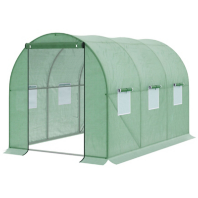 George Outsunny Polytunnel Walk-in Garden Greenhouse with Zip Door and Windows - Green