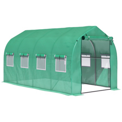 George Outsunny Walk in Polytunnel Greenhouse Large Outdoor Grow House w/ Door - Green