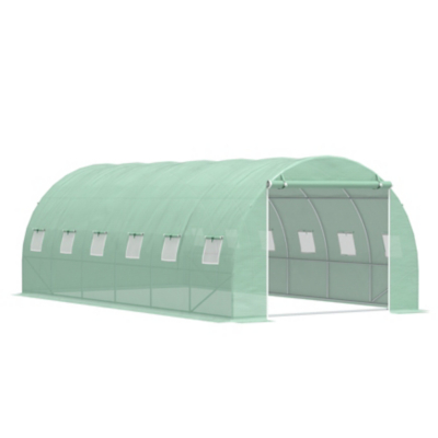 Outsunny Polytunnel Greenhouse Walk-in Flower Plant 6 x 3m - Green, Green