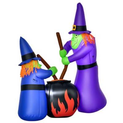All Hallows 1.8m Tall Inflatable Halloween Witches w/ LEDs, Multi