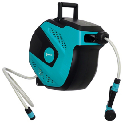 Durhand 15m Water Hose Reel with Adjustable Spray Nozzle, Green