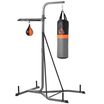 George HOMCOM Freestanding Boxing Punch Bag & Speed Bag - Black & Grey