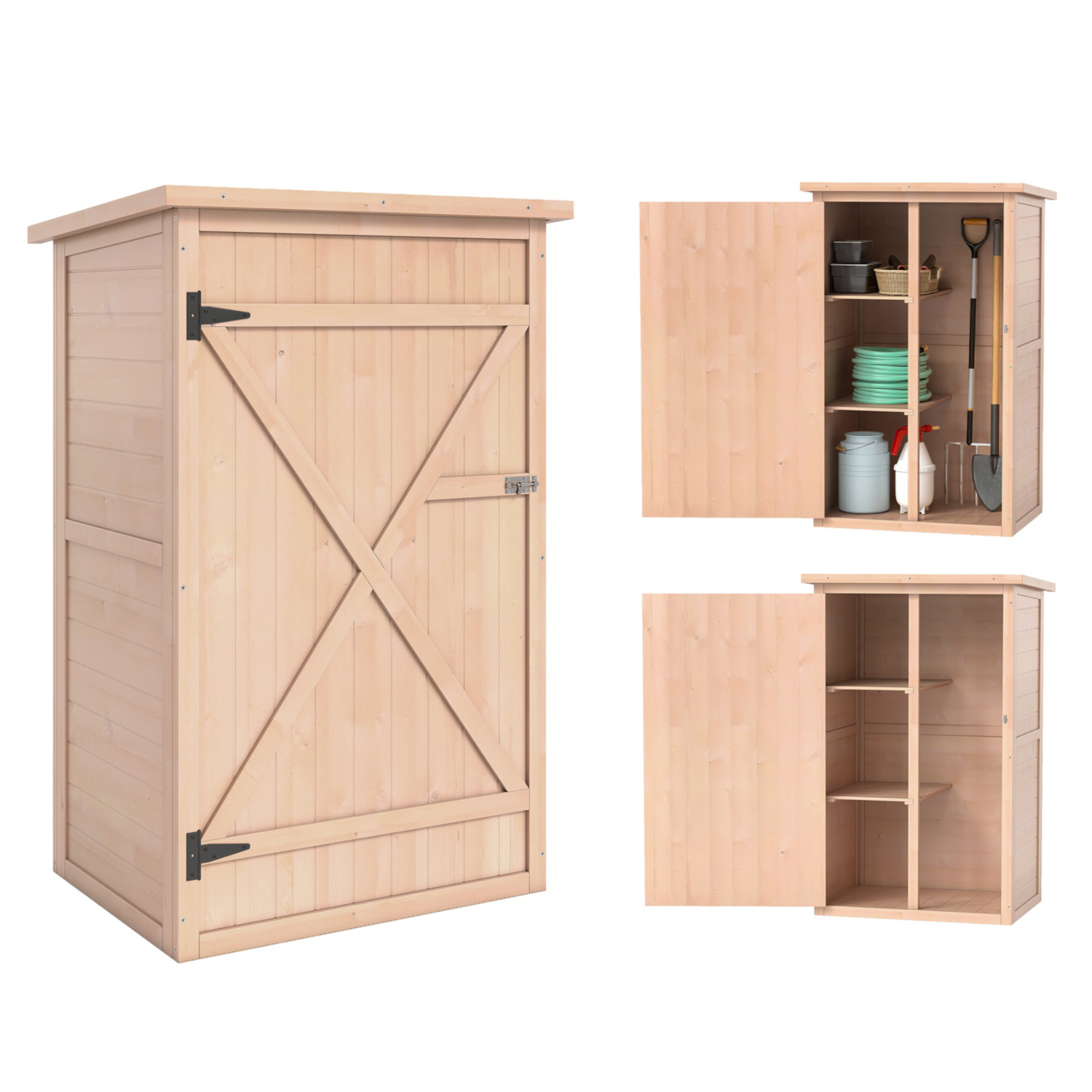 George Light Wood Outsunny Garden Tool Storage Shed