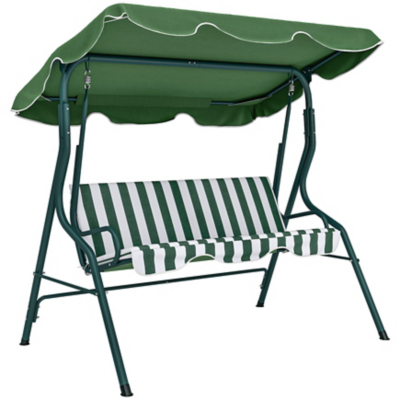 George Outsunny Green Stripes 3-person Garden Swing Chair - Green