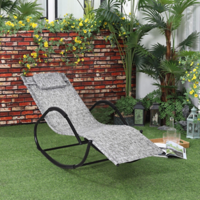 George Outsunny Zero Gravity Rocking Chair with Pillow - Black & Grey
