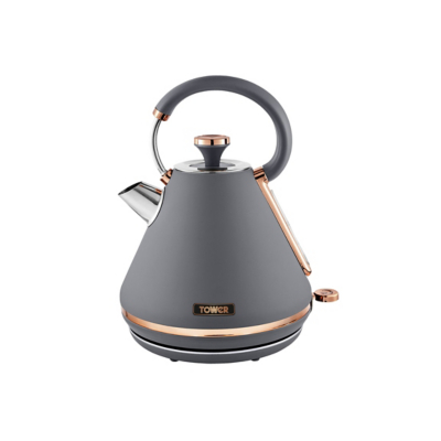 T10044RGG Cavaletto Pyramid Kettle with Fast Boil, Detachable Filter, 1.7 Litre, 3000 w, Grey and Rose Gold - Tower