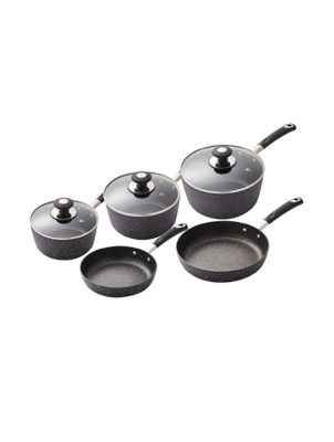 Precision 5 Piece NonStick Pan Set Black Home at ASDA