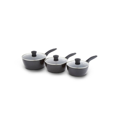 Tower Diamo 3 Piece Saucepan Set with Black Diamond Coating