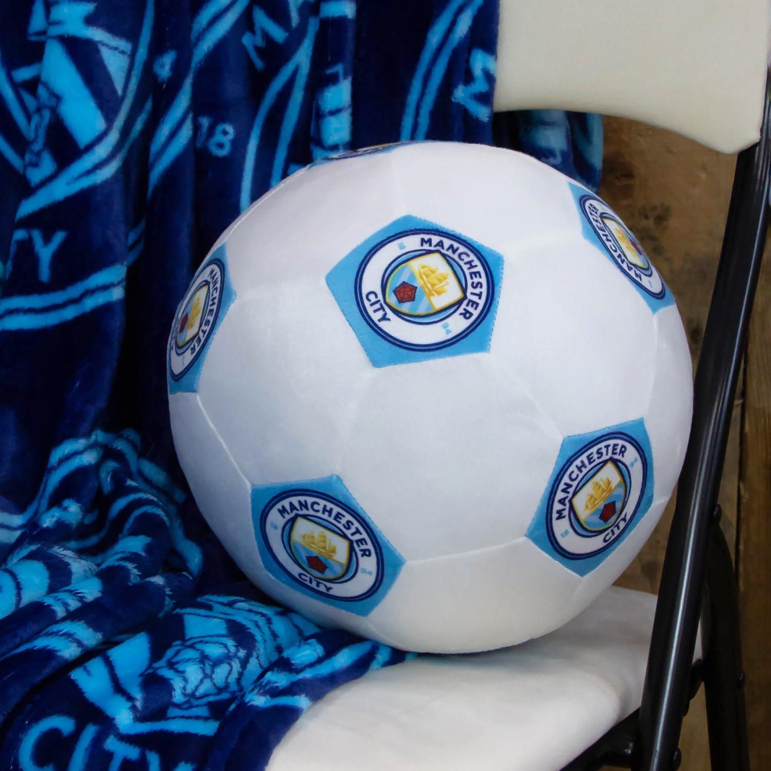 George Blue & White Manchester City Football Cushion