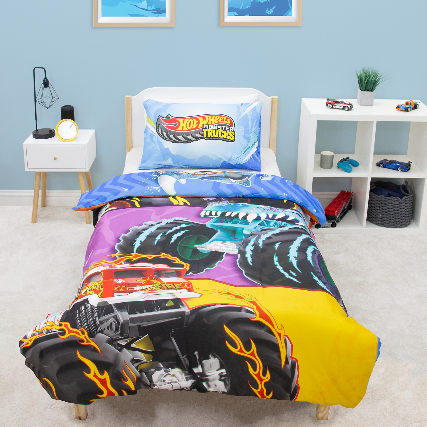 Hot Wheels Multi Reversible Single Duvet Set