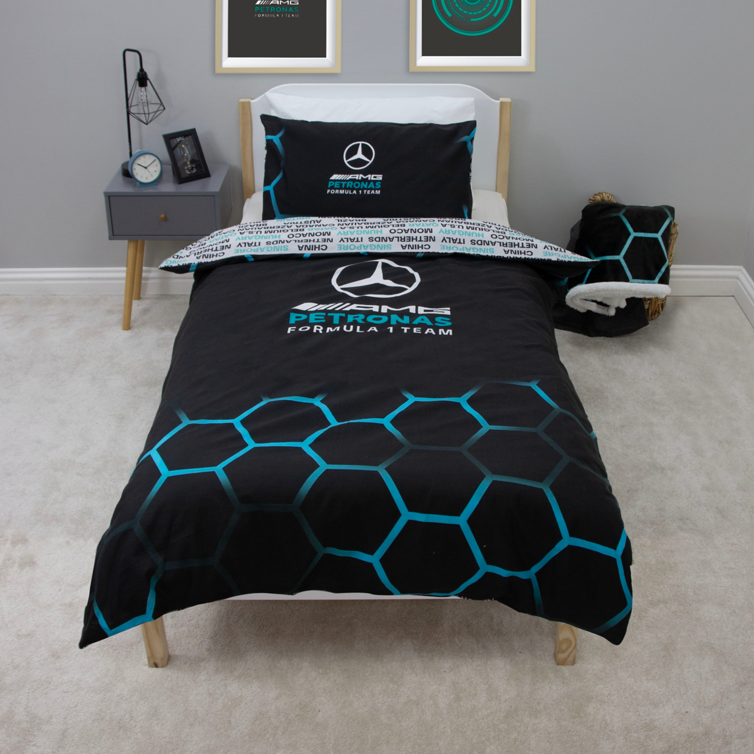 George Multi Mercedes Reversible Single Duvet Set