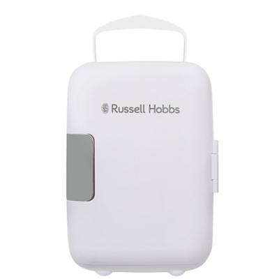George Russell Hobbs RH4CLR1001 4L Mini Compact Cooler for Drinks and Cosmetics, Retro Style, White & Chrome - White