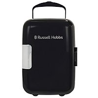 Russell Hobbs RH4CLR1001B 4L Mini Compact Cooler for Drinks and Cosmetics, Retro Style, Black & Chrome | Home | George at ASDA