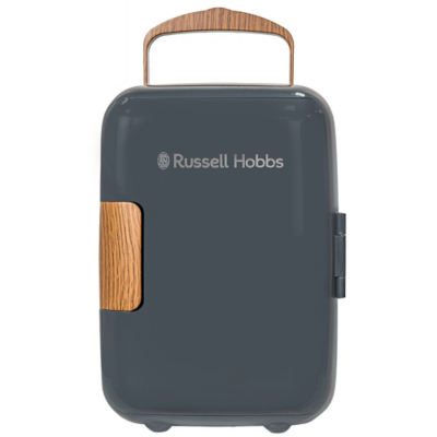 George Russell Hobbs RH4CLR1001SCG 4L Mini Compact Cooler for Drinks and Cosmetics, Scandi Style, Grey & Wood Effect - Grey