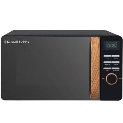 George Russell Hobbs RHMD714B-N 17L Scandi Digital Microwave, Black with Wood Effect Handle and Dial - Black