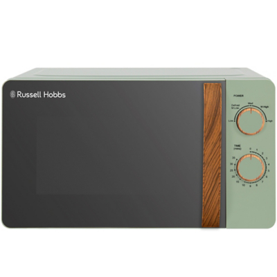 George Russell Hobbs RHMM713MG-N 17L Scandi Manual Microwave, Matt Green with Wood Effect Handle and Dials - Green