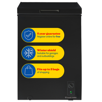 Russell Hobbs Chest Freezer 99L Suitable for Garages, Outbuildings RH99CF0E1 in Black