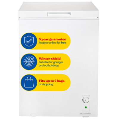 Russell Hobbs Chest Freezer 143L Suitable for Garages, Outbuildings RH142CF0E1 in White