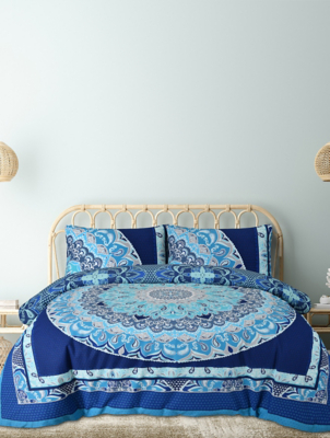 Sleepdown Paisley Mandala Duvet Set in Blue Home at ASDA