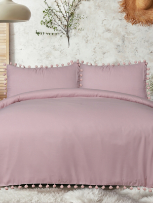 Sleepdown Pom Pom Duvet Set in Blush Home at ASDA