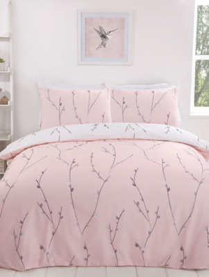 Parure De Lit Simple Sleepdown Willow Floral - Housse De Couette + Taie, 100% Polyester, Imprimé Blush Pink, Hypoallergénique
