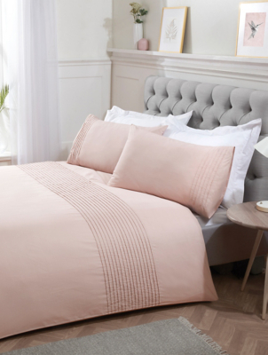 Sleepdown Pintuck Duvet Set in Blush Home at ASDA