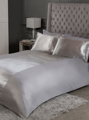 Sleepdown Satin Panel Duvet Set in Grey Home at ASDA