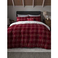 Sleepdown super cosy printed check fleece duvet set in Red | Home | George at ASDA