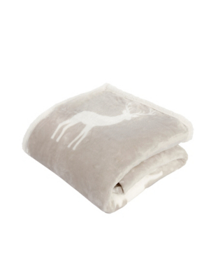 Sleepdown Luxury Stag Printed Flannel Fleece Throw Home at ASDA