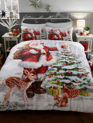 Sleepdown Illustrated Father Christmas Duvet Set Home at ASDA