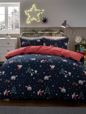 Sleepdown Brushed Cotton Polar Bears Duvet Set in Navy Home
